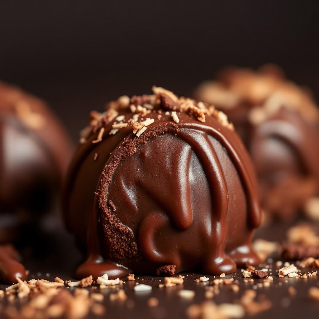 Brigadeiro gourmet com chocolate escorrendo